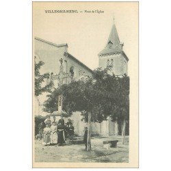carte postale ancienne 11 VILLEGAILHENC. Place de l'Eglise