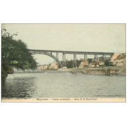 carte postale ancienne 53 MAYENNE. Viaduc métallique Quai de la République 1905