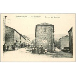 carte postale ancienne 11 VILLESEQUE-DES-CORBIERES. Entrée du Village. Carte Notice