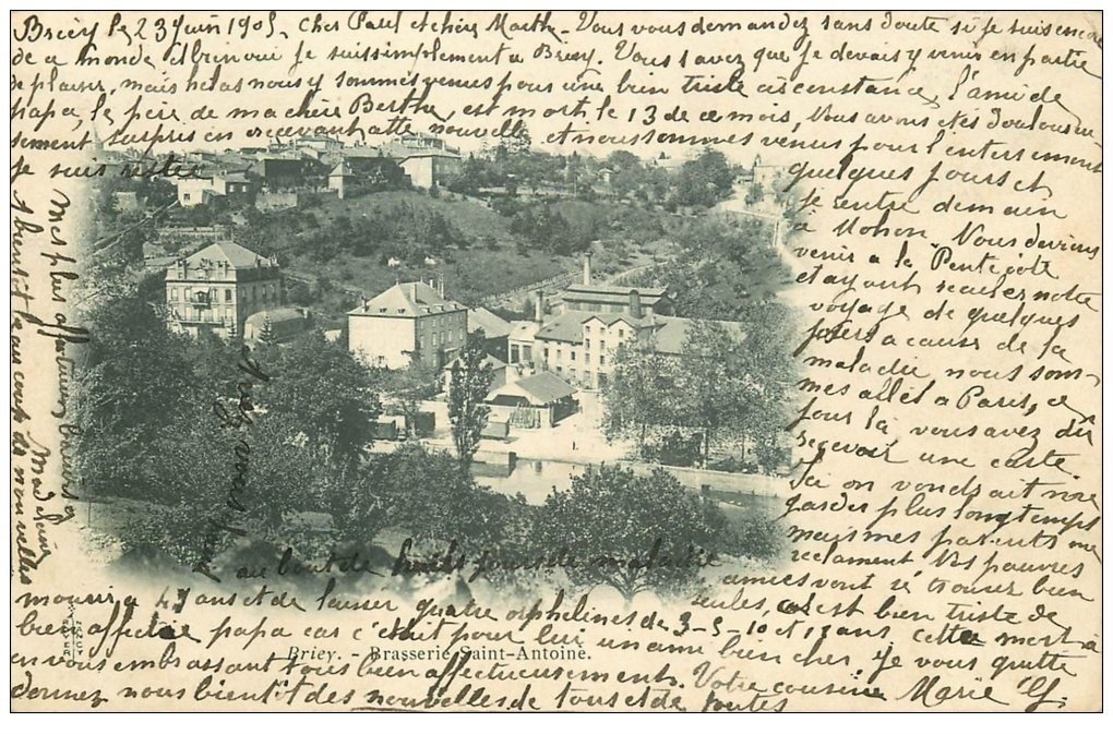carte postale ancienne 54 BRIEY. Brasserie Saint-Antoine 1905