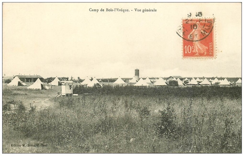 carte postale ancienne 54 CAMP DE BOIS-L'EVÊQUE. Vue du Campement 1910