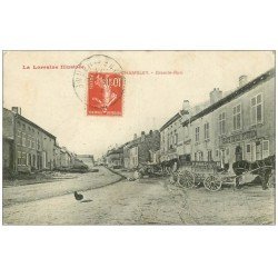 carte postale ancienne 54 CHAMBLEY. Grande Rue 1911 Cafés de la Poste et du Commervce