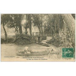 carte postale ancienne 54 CHAUDENEY. Le Parc du Château 1910 Jeune Fille sur barque