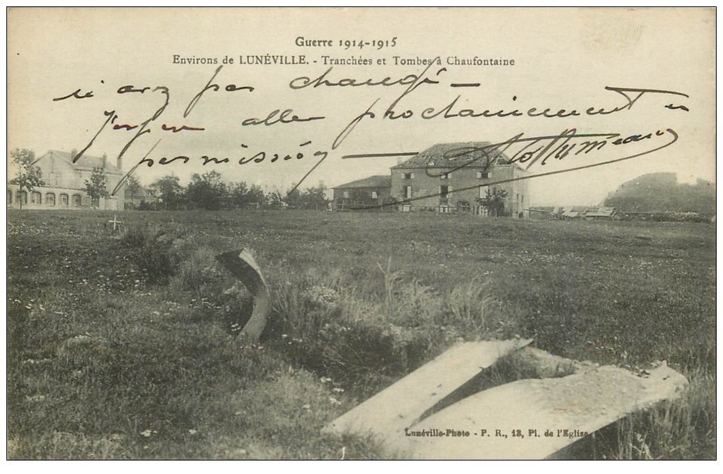 carte postale ancienne 54 CHAUFONTAINE. Tranchées et Tombes 1917