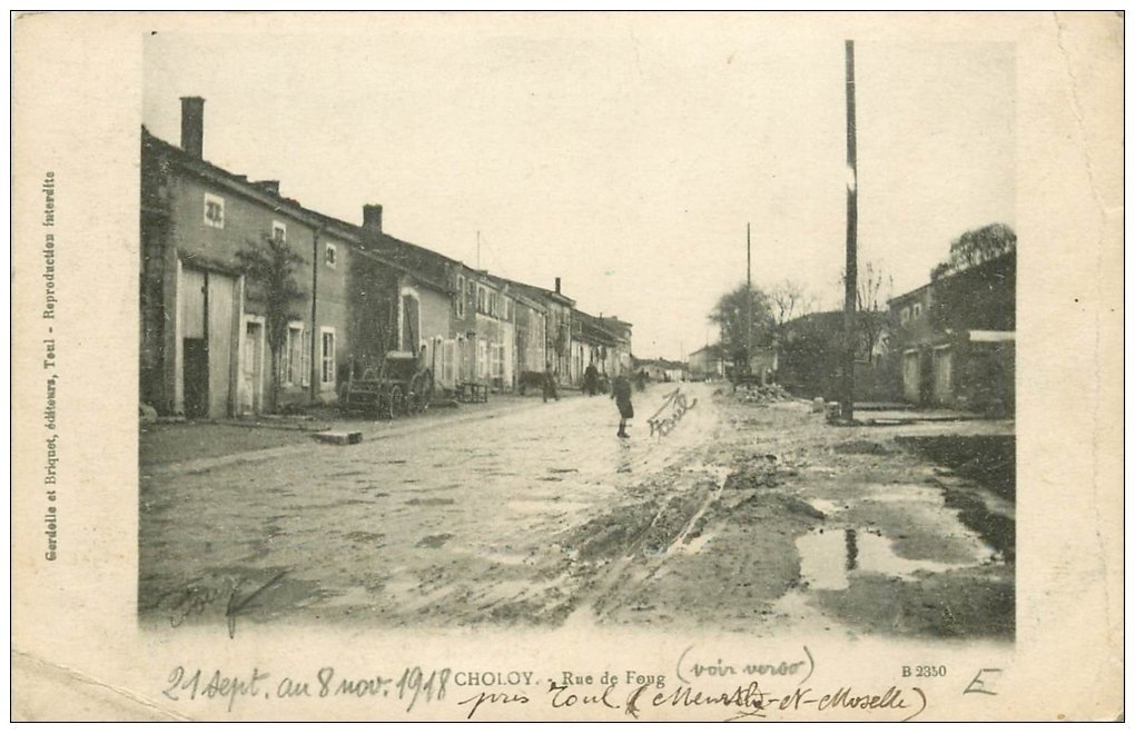 carte postale ancienne 54 CHOLOY. Rue du Foug 1918