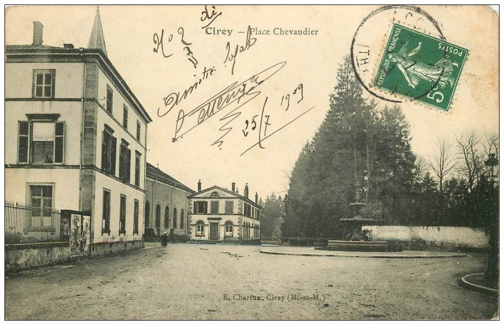 carte postale ancienne 54 CIREY. Place Chevandier 1909