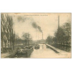 carte postale ancienne 54 DOMBASLE-SUR-MEURTHE. Péniches sur Port du Canal avec Douaniers