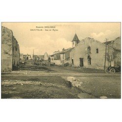 carte postale ancienne 54 DROUVILLE. Rue de l'Eglise avec Tacot