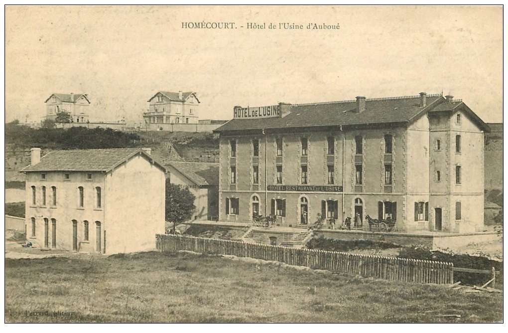 carte postale ancienne 54 HOMECOURT. Hôtel et Usine d'Auboué 1906