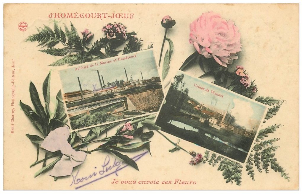 carte postale ancienne 54 HOMECOURT. JOEUF. Aciéries et Usines Wendel 1906