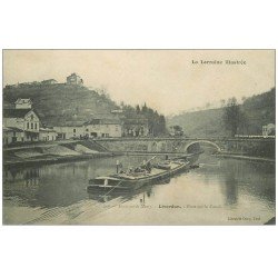 54 LIVERDUN. Pont sur le Canal avec Péniches. Café Restaurant Friture