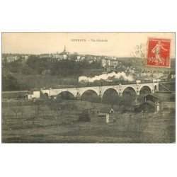 carte postale ancienne 54 LIVERDUN. Train sur le Pont 1912. Locomotive à vapeur