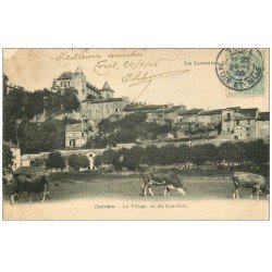 carte postale ancienne 54 LIVERDUN. Village et troupeau de Vaches 1906