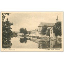 carte postale ancienne 54 LUNEVILLE. Vezouse et Eglise Saint-Léopold