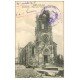 carte postale ancienne 54 MAGNIERES. Eglise incendiée 1918 Tampon Militaire et voiture