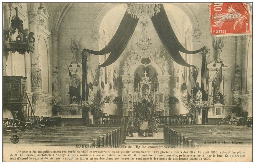 carte postale ancienne 54 MARS-LA-TOUR. Eglise Militaire 1911