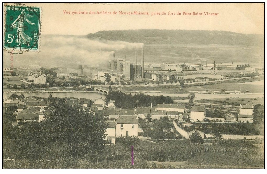 carte postale ancienne 54 NEUVES-MAISONS. Les Aciéries 1911