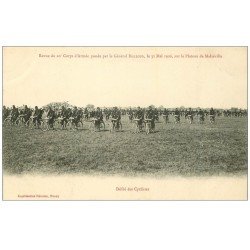 carte postale ancienne 54 PLATEAU DE MALZEVILLE en 1906. Général Bailloud. Défilé des Cyclistes