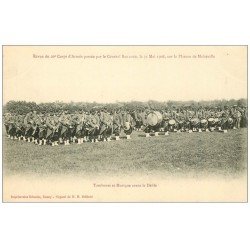 carte postale ancienne 54 PLATEAU DE MALZEVILLE en 1906. Général Bailloud. Tambours et Musique du Défilé