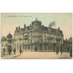 carte postale ancienne 54 PONT-A-MOUSSON. Caisse d'Epargne Poste et Bureau d'octroi. Colonne Morice journaux