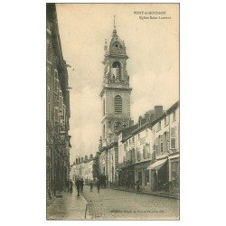 carte postale ancienne 54 PONT-A-MOUSSON. Magasin Compagnie Singer et Eglise Saint-Laurent