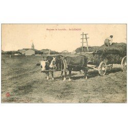 carte postale ancienne 54 SAINT-MAX-PONT-D'ESSEY. Agriculture et Attelage de Boeufs