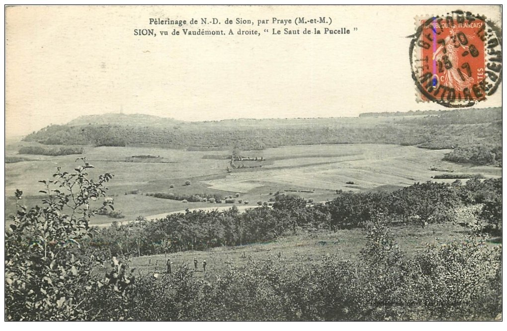 carte postale ancienne 54 SION. Vaudémont et le Saut de la Pucelle 1917 petite animation