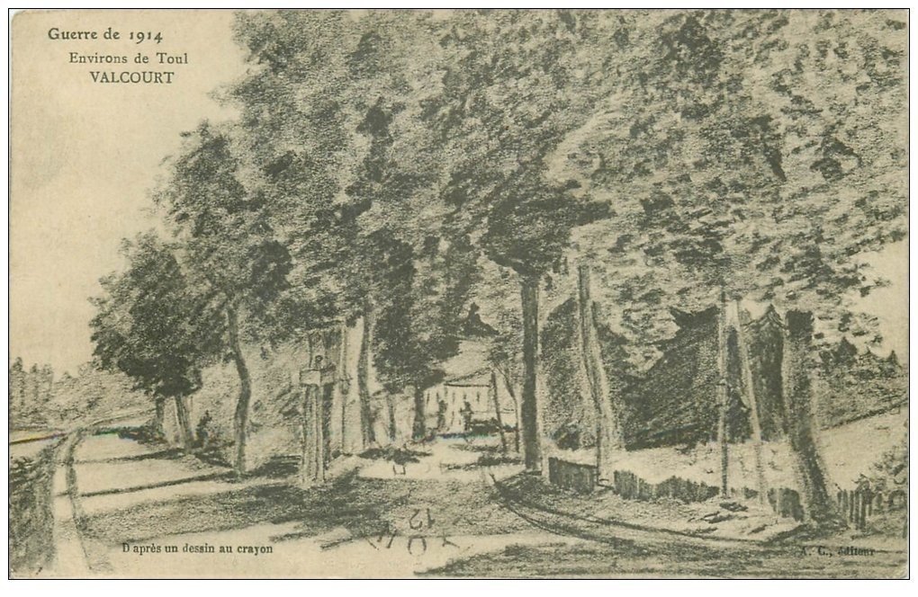 carte postale ancienne 54 VALCOURT. D'après un dessin au crayon 1915