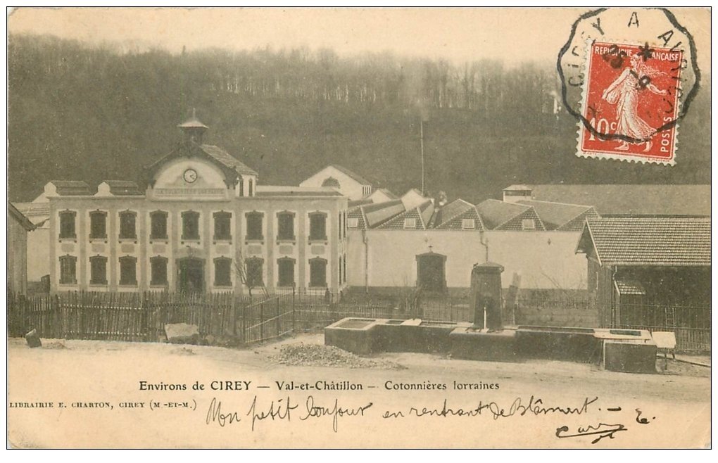 carte postale ancienne 54 VAL-ET-CHATILLON. Cotonnières forraines 1909