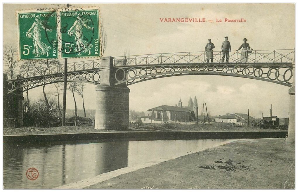 carte postale ancienne 54 VARANGEVILLE. La Passerelle 1908