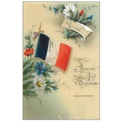 54 TOUL. Carte en celluloïd peinte à la main. Le Drapeau Français du 56° Régiment d'Infanterie