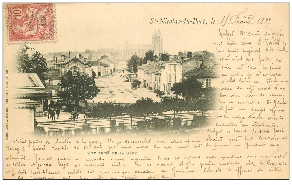 Datée en 1899 Rare 54 SAINT NICOLAS DU DE PORT. Vue de la Gare. Oblitéré 1902...