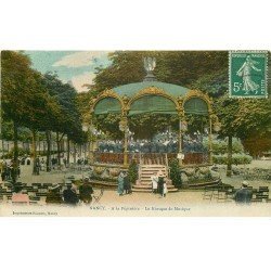 carte postale ancienne 54 NANCY. Kiosque à Musique à la Pépinière Fanfare Militaire