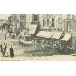 carte postale ancienne 54 NANCY. Rue Saint-Dizier Point Central. Tramway à filets