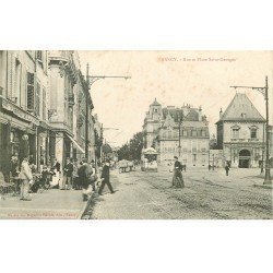 carte postale ancienne 54 NANCY. Rue et Place Saint-Georges Facteur devant Café Bellevue