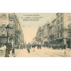 carte postale ancienne 54 NANCY. Point-Central rues Saint-Dizier, Saint-Jean et Saint-Georges 1907 Pharmacie