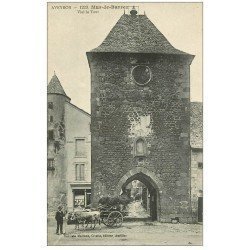 carte postale ancienne 12 MUR-DE-BARREZ. Vieille Tour 1922 attelage de Boeufs