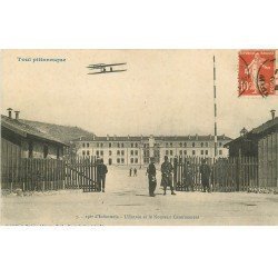 carte postale ancienne 54 TOUL. 156° d'Infanterie Entrée Nouveau Casernement aéroplane 1914