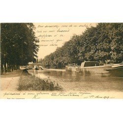 carte postale ancienne 54 TOUL. Canal à Saint-Mansuy 1904 Péniches