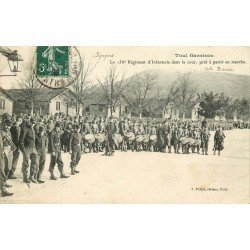 carte postale ancienne 54 TOUL. Le 156° Régiment Infanterie prêt pour la marche avec Tambours 1909