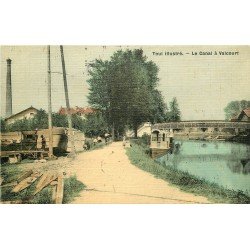 54 TOUL. Les Usines et Canal à Valcourt. Superbe carte toilée 1906
