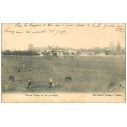 carte postale ancienne 55 CHARNY-MEUSE. Village et Vaches 1904