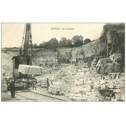 55 EUVILLE. Les Carrières des Lentilles de Calcaire. Grue et Ouvriers Carriers