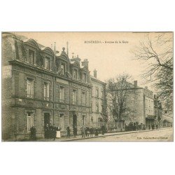 carte postale ancienne 55 MONTMEDY. Avenue de la Gare 1919 Céfé Hôtel Garage