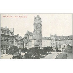carte postale ancienne 12 RODEZ. Place de la Cité. Hôtel de France, Coiffeur et Bijouterie et Café