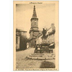 carte postale ancienne 12 RODEZ. Place de la Madeleine et Eglise Saint-Amans