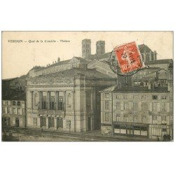 carte postale ancienne 55 VERDUN. Quai Comédie Théâtre 1910. Crémerie et Café