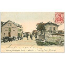 carte postale ancienne 57 AVRICOURT. Frontière Franco-Allemande 1907. Epicerie Benzine pour Automobiles