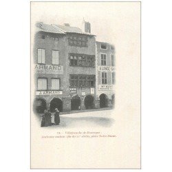 carte postale ancienne 12 VILLEFRANCHE-DE-ROUERGUE. Ancienne maison Place Notre-Dame. Draperie Armand et Mercerie