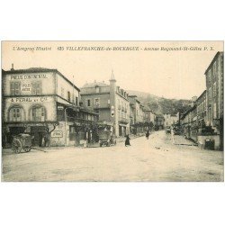 carte postale ancienne 12 VILLEFRANCHE-DE-ROUERGUE. Avenue Saint-Gilles. Pneus Continental